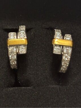 Tiffany & Co. Two-Tone Gold & Diamond Tiny Hoop Earrings